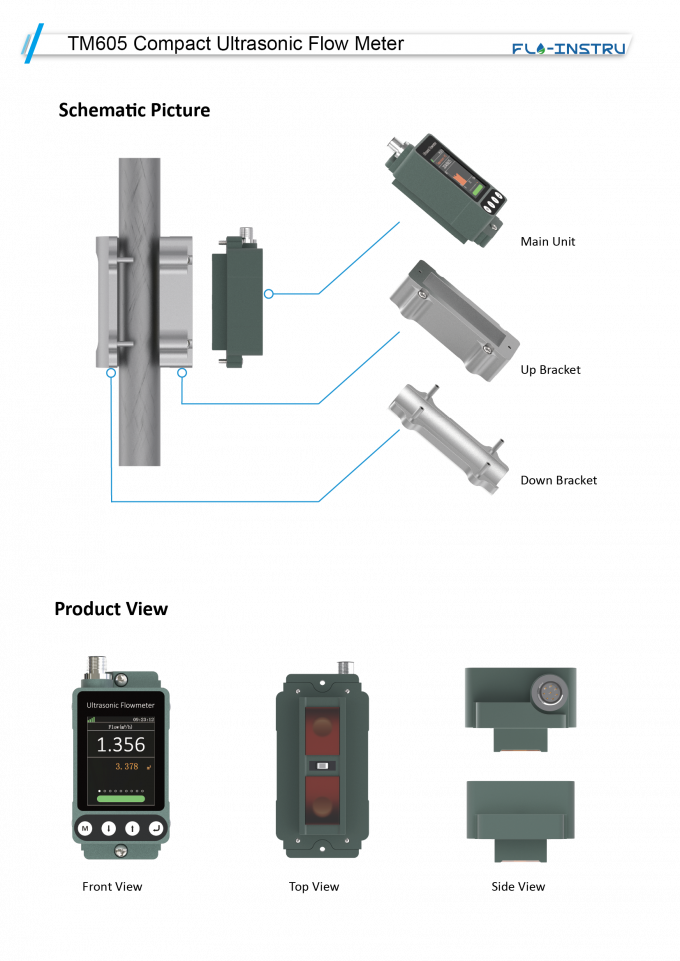 Flow Meter Structure DN6-DN100 Stainless Steel Integrated Ultrasonic Flow Meter with Unique ...